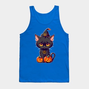 Witch cat Halloween Pumkins Tank Top